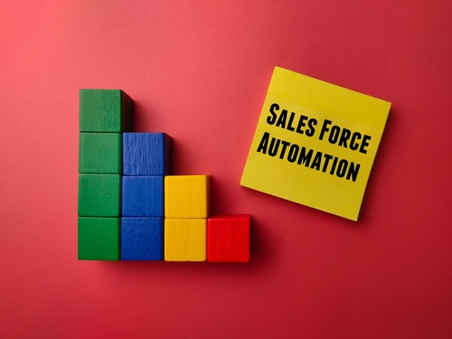 blocs colorés en forme de graphique avec une note indiquant sales force automation